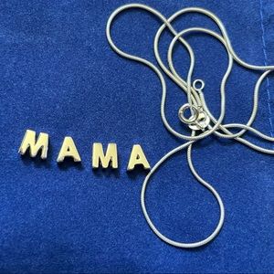 Sterling Silver Mama letter Charm Necklace